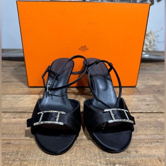 Hermes Cocktail Satin Sandals - Picture 1 of 7